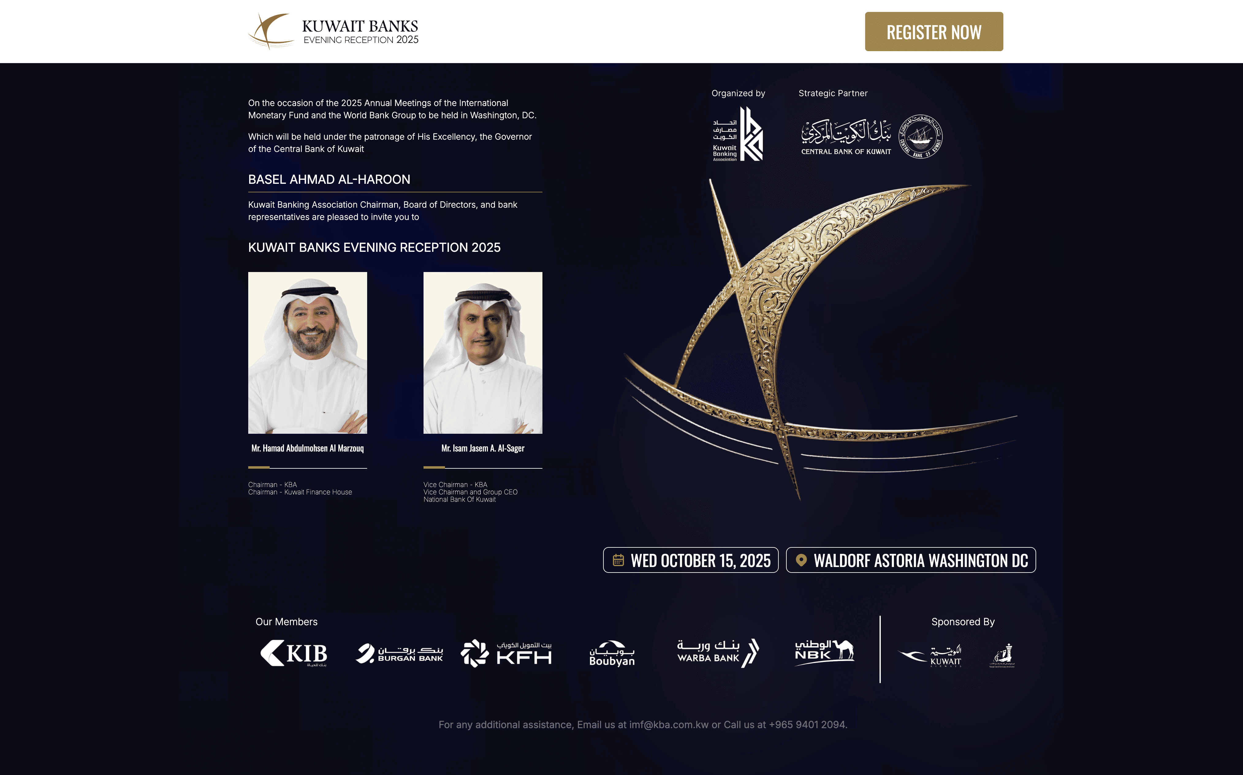 The Kuwait Banks Reception 2025 is an official event held in Washington, D.C. during the meetings of the International Monetary Fund and the World Bank.