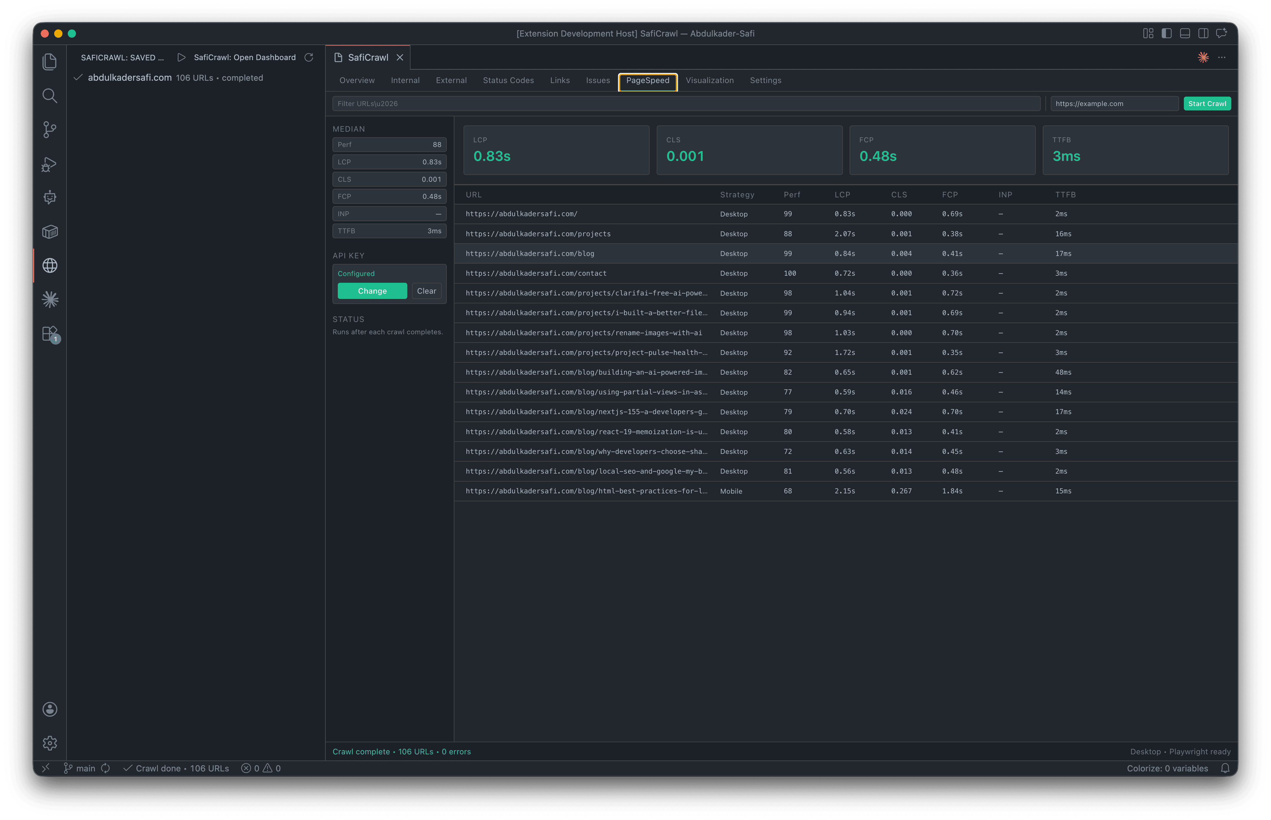 SafiCrawl: In-Editor Website Crawler & SEO Auditor for VS Code screenshot