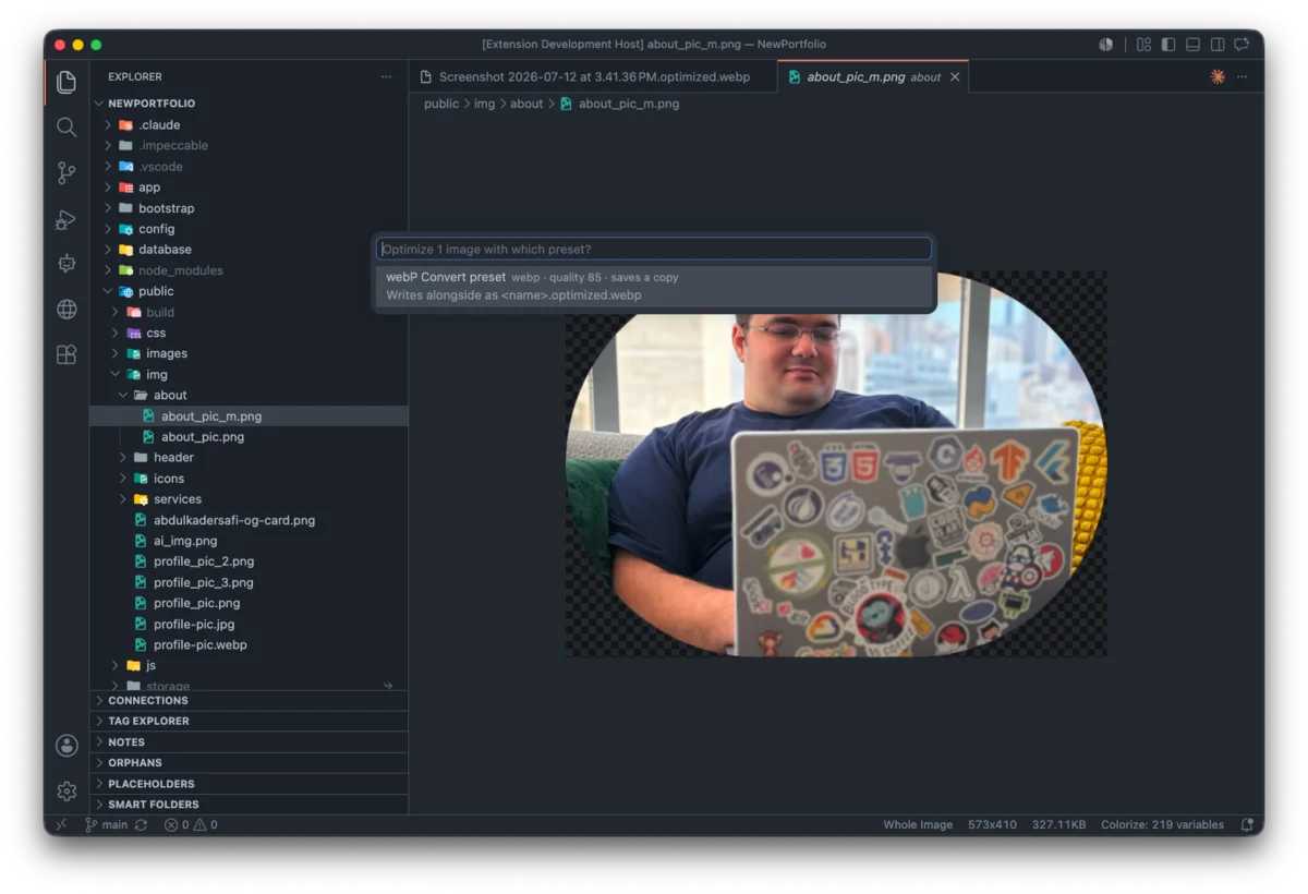 the Optimize with Preset entry in the Explorer right-click menu select the preset