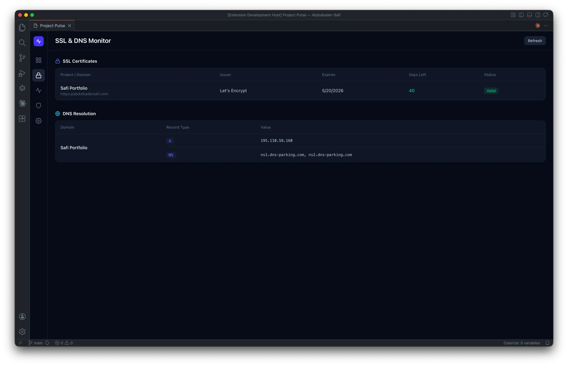 Project Pulse: Health Monitoring for VS Code screen 3