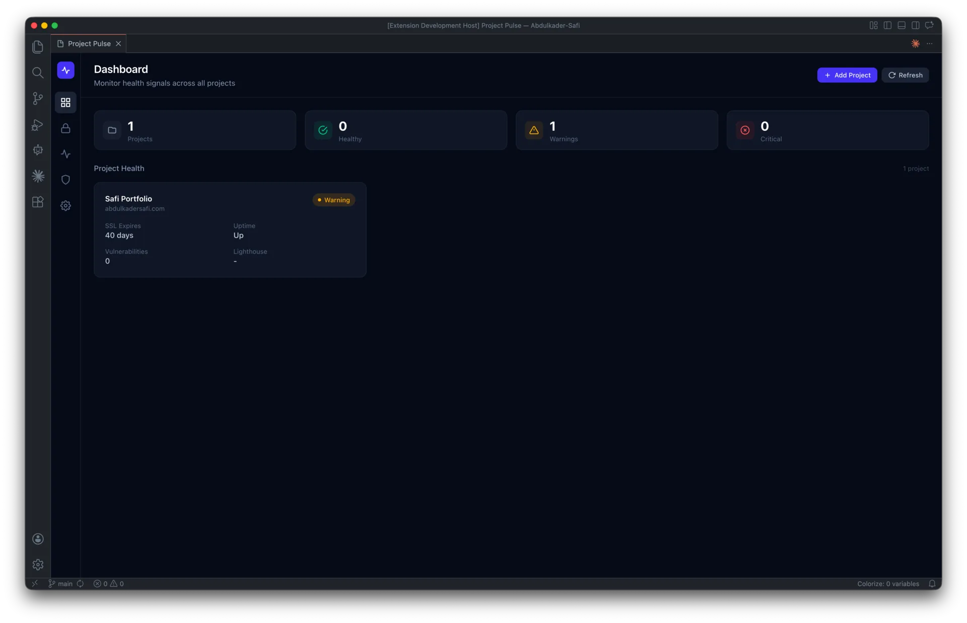 Project Pulse: Health Monitoring for VS Code