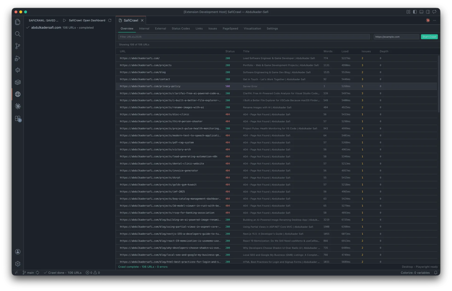 SafiCrawl: In-Editor Website Crawler & SEO Auditor for VS Code screen 2