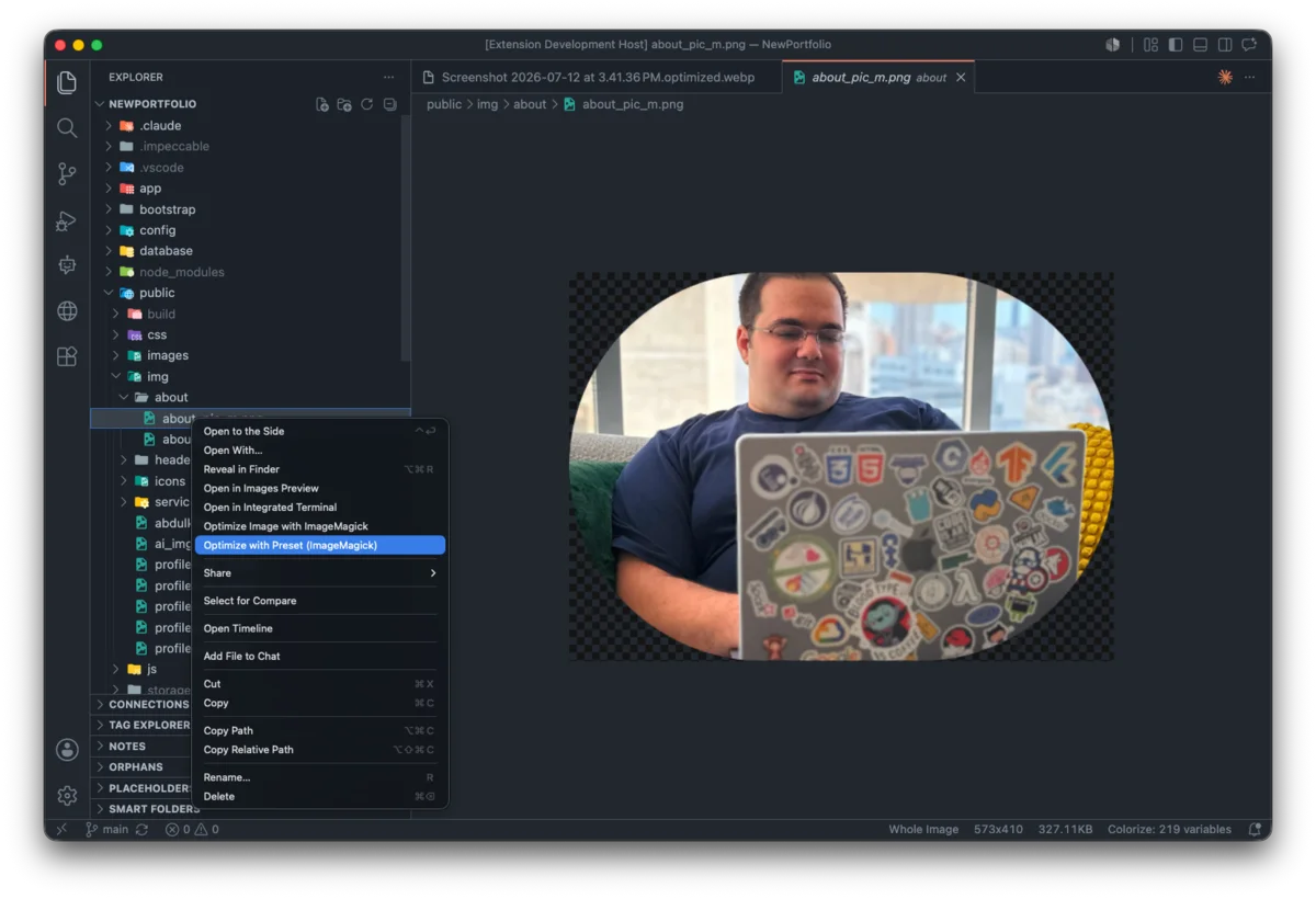 the Optimize with Preset entry in the Explorer right-click menu